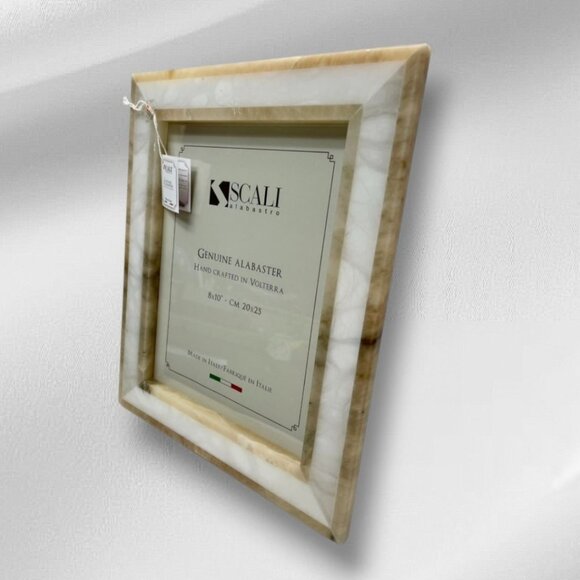 Scali Alabastro Italian Alabaster Picture Frame 8x10 White Beige Handcrafted - Picture 3 of 7